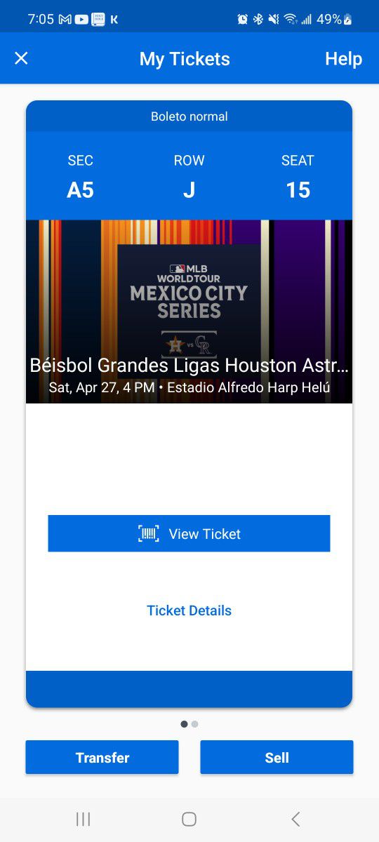 Astros Tickets (4/27 Mexico City)