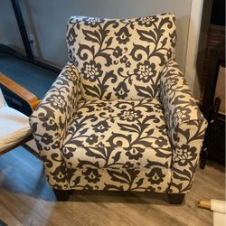 Grey And white Cushioned Chair 