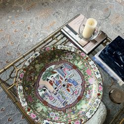 Large Chinoiserie Famille Rose Decorative Platter 