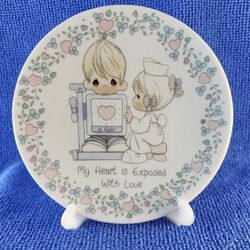2 Enesco Precious Moments 4" Plates w/Stand "My Heart Is Exposed With Love"