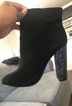 Chunky heel glitter boots