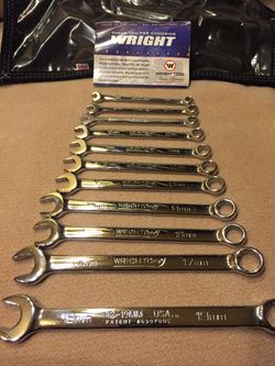 **Brand New** WRIGHT Tools Full Polish WrightGrip Metric Wrench Set 7MM-19MM & Storage Pouch. Made in USA!