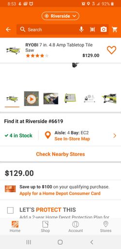 RYOBI in 4.8amp table top tile saw