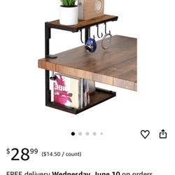 Clamp-On Desk Organizer Shelf, 13 inch Adjustable Height and Versatile Hook, Above or Below Desk 2-Tier Shelving, Shelving for Table Accessories, Gami
