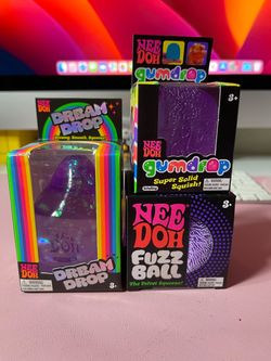 Purple 💜 NeeDoh Bundle Dream drop, Gumdrop, Fuzz ball