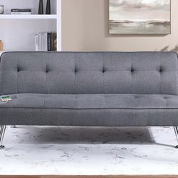 Brand New Grey Futon Sofa Sleeper 