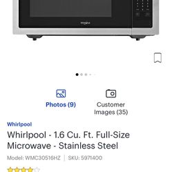 Whirlpool microwave 