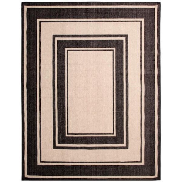 * Black Border Beige/Black 8 ft. x 10 ft. Indoor/Outdoor Area Rug