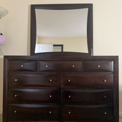 For Sale: 9-Drawer Cappuccino Dresser – Solid Wood, Transitional Style – $250 (or best offer)