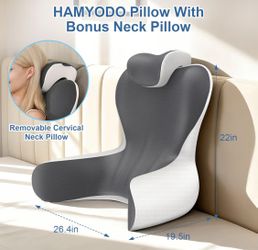 Reading Pillow for Sitting in Bed, 22”H Back Pillow for Sitting Up,Lumbar Rest & Neck Support Bed Pillows,Backrest Bed Chair with Arms for Reclining,G