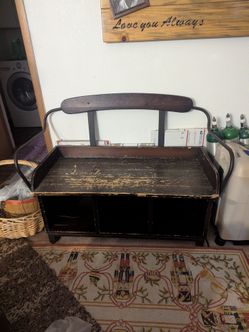 rustic wooden storage bench