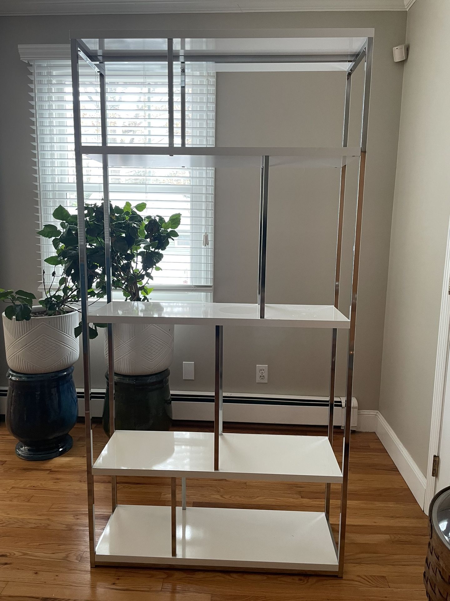 Silver Metal And White Laminate Shelving 