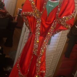 Red Long Party Diamond Dress