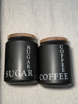 Set of 2 Kitchen Jars – “Sugar” & “Coffee” Labels