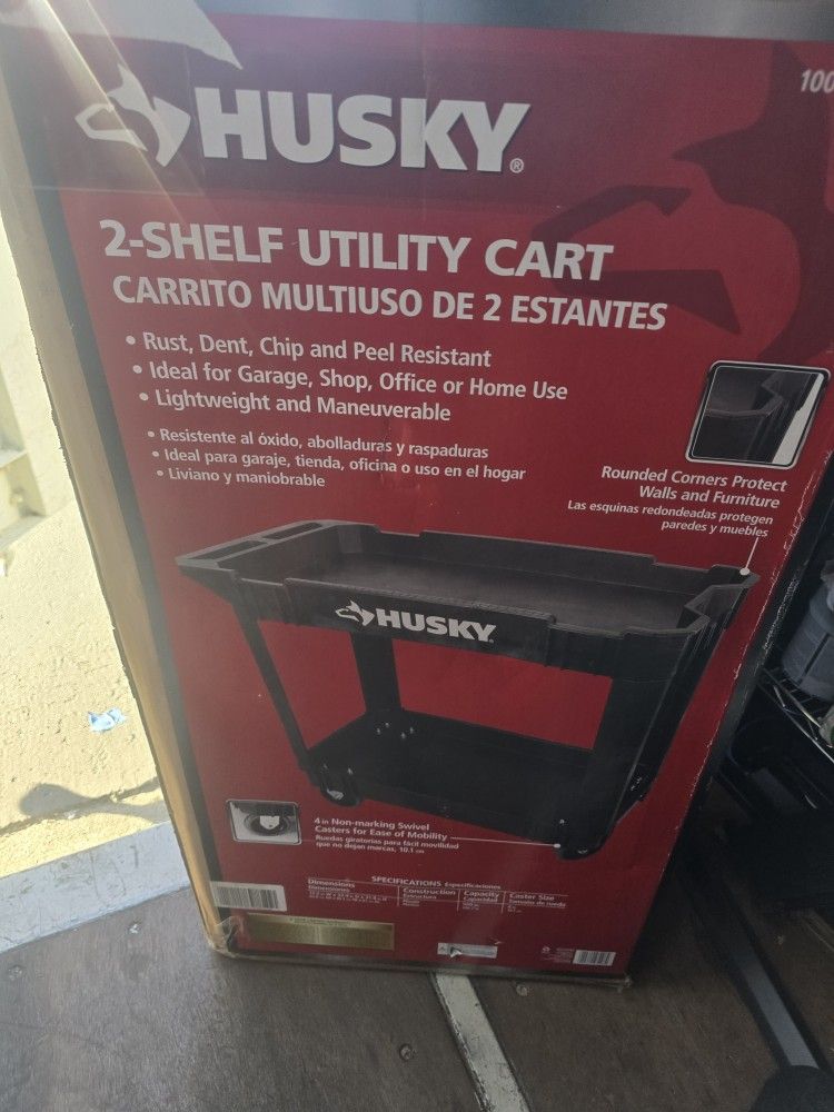 2-Tier Plastic 4-Wheeled Service Cart in Black