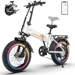 Movcan Q20 Folding Electric Bike, 52V 16.6Ah Hidden and Removable Battery, 20-Inch Fat Tire Off-Road Bike, 1500W Motor, 30 MPH Top Speed, Bicycles