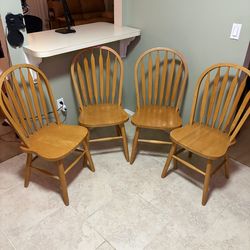 Solid Wood Windsor Dining Chairs – Set of 4