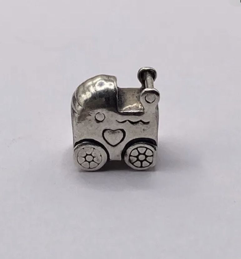 PANDORA STERLING SILVER BABY STROLLER CARRIAGE BEAD CHARM