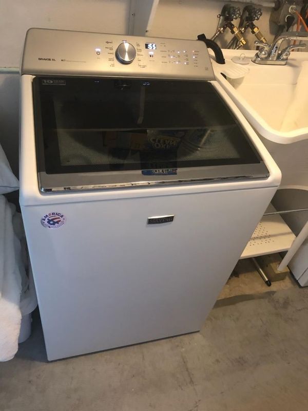 New Maytag Commercial Washing Machine and older Amana electric Dryer