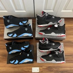 Jordan 14 University Blue (Size 6.5Y/10M) / Jordan 4 Bred Reimagined (Size 5.5Y/11.5M)