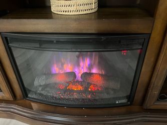 Wood Fireplace TV stand
