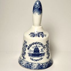 Vintage Washington D.C. U.S. Capitol Blue And White Hand Bell Japan