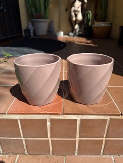 Set of 2 Pink Ceramic Geometric Planters
