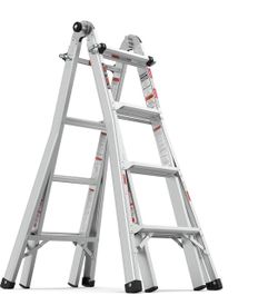 New 22FT Aluminum Multi-Position Foldable Ladder, 5-in-1 Extension Ladder with Wide Anti-Slip Steps & Secure Hinge Locks