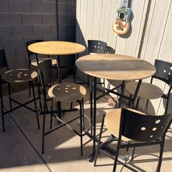 Patio High top tables and 6 high chairs