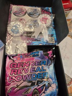 Gender Reveal Party Kit with Powder and Badges