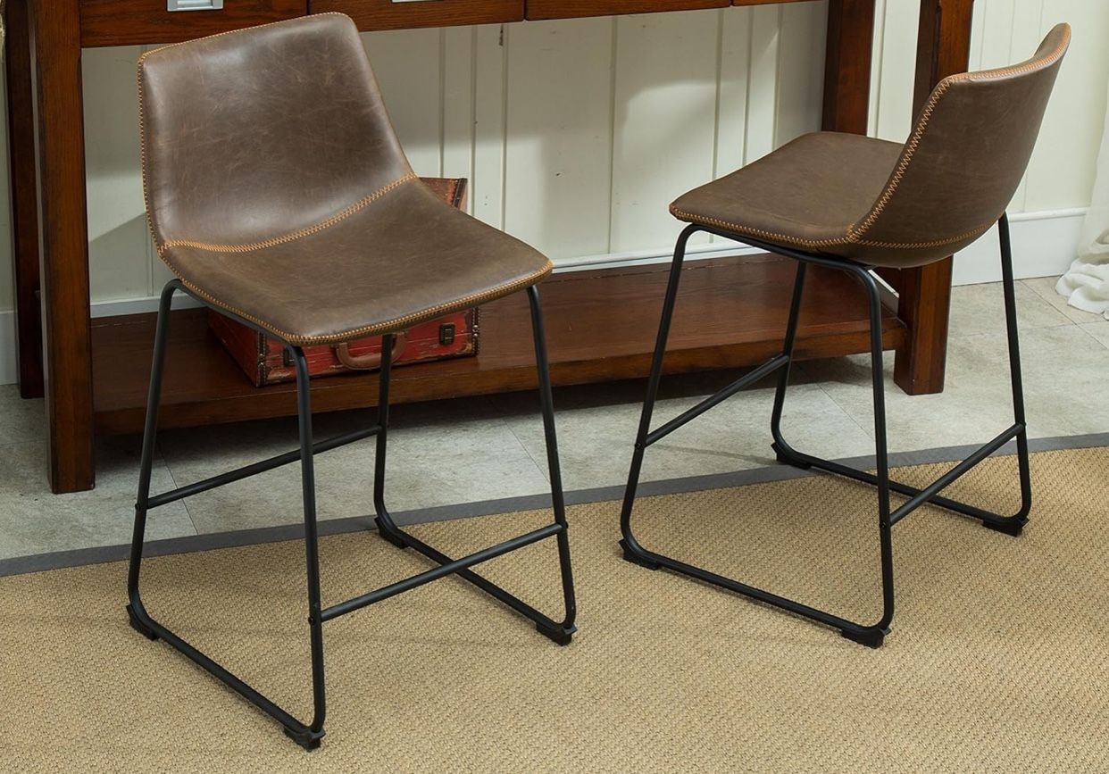 Set of 2 Upholstered Counter Height Chairs / Stools