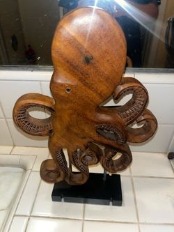Wooden Octopus Carving
