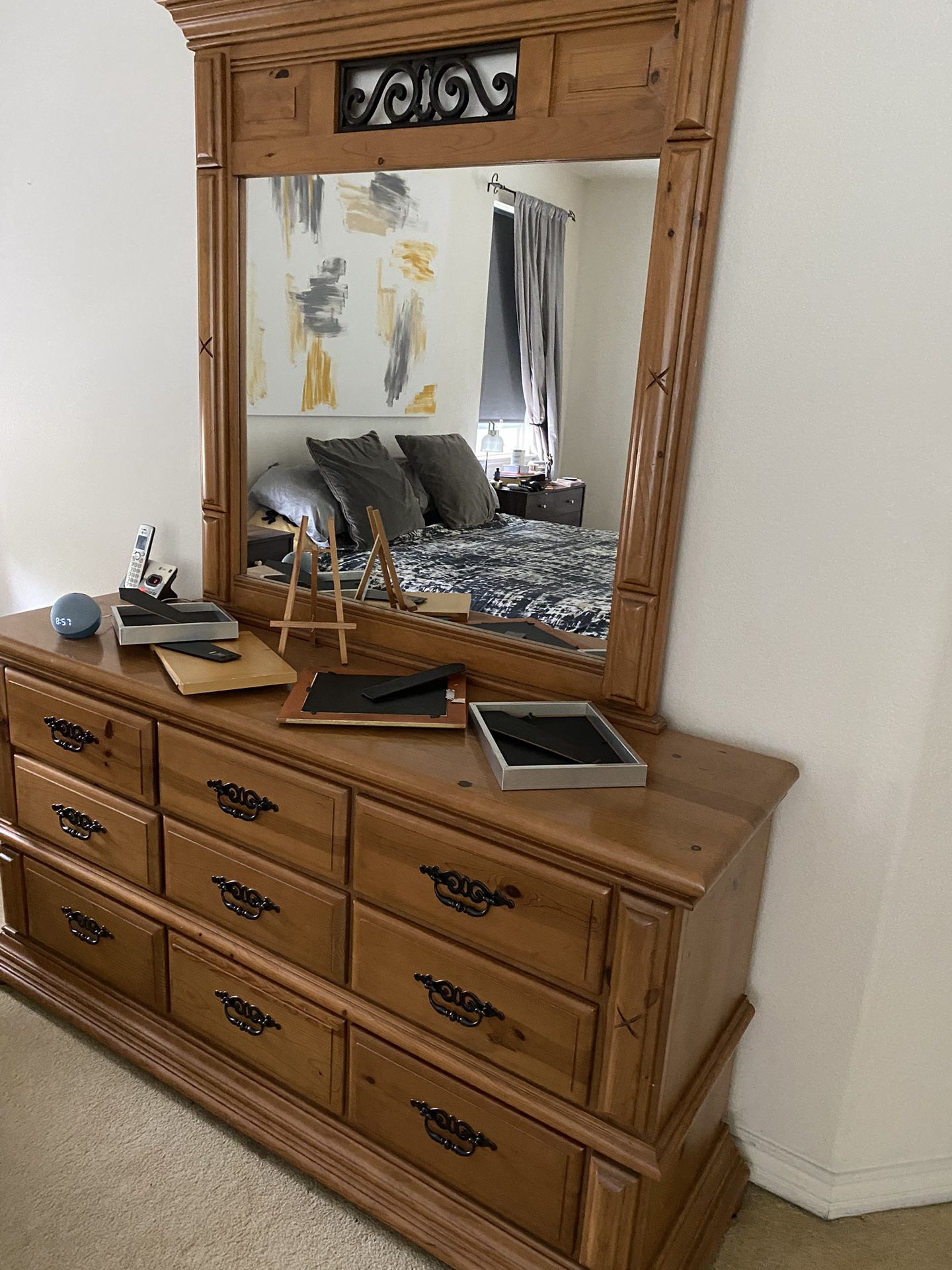 Wood Dresser With Mirror $250