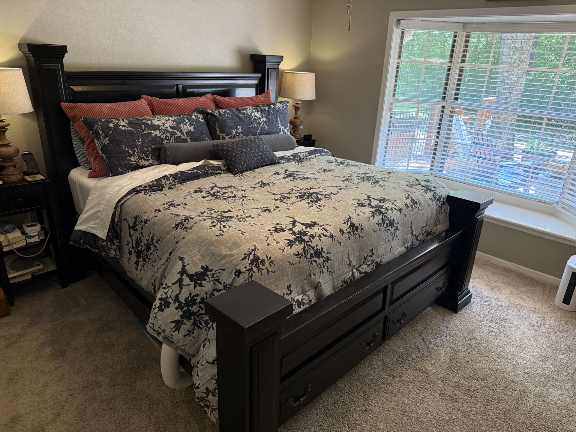 Must Go!! Beautiful King-Size Storage Bed: Transitional, Restoration Hardware–meets–farmhouse