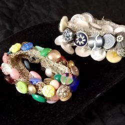 2 Vintage/Antique Button Bracelets