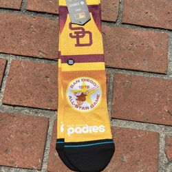 NWT Stance Cooperstown Collection MLB San Diego Padres Casual Socks, Size M