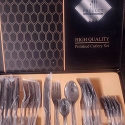 NEW 24Pc Polished Cutlery Set