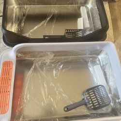 New 2 stainless steel cat litter boxes  23.6 inches   $30 each! 