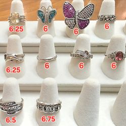 Genuine Sterling Silver 925 Rings Size 6-6.75