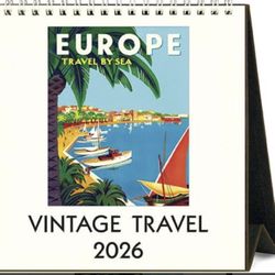 Vintage Travel 2026 Desk Calendar