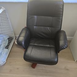 Leather Reclining Chair And Foot Stool