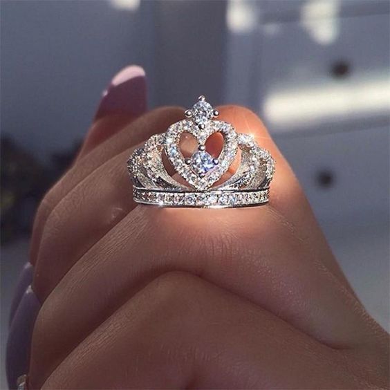 "Fashion Luxury Hollow Crystal Sweet Heart Lovely Ring for Women, PD520
 
  