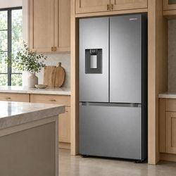 Samsung 22 Cu. Ft. 3-Door French Door Smart Refrigerator with Water Dispenser & Automatic Ice Maker, 30" Width, Wi-Fi SmartThings Connectivity, Finger