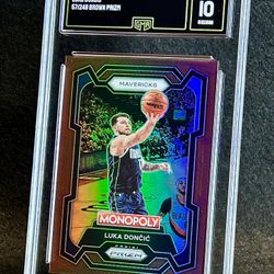 2023 Prizm Monopoly 💥 Luka Doncic 💥 Brown Prizm /249 GMA 10 💎 Mint - Los Angeles Lakers / Mavericks