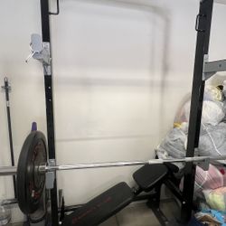 Weight Rack with Bench & Plates