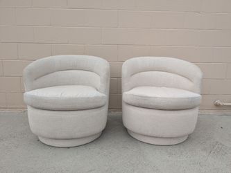West elm Pair of Upholstered Barrel Swivel Chairs