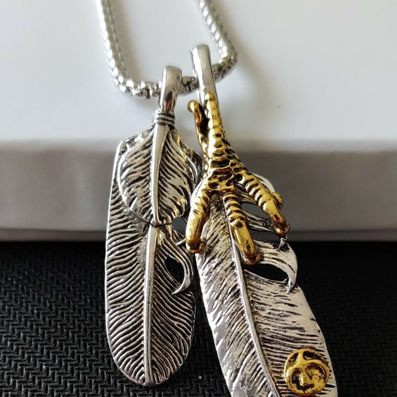 Eagle Claw Feather Pendant Necklace