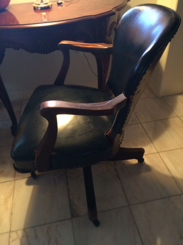 Antique leather desk chair