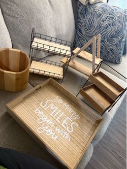 Wooden trays and stands