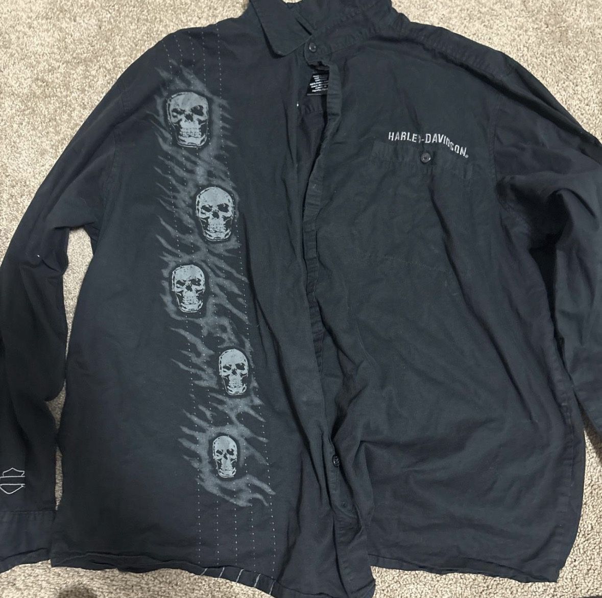 Harley Davidson Button Up Y2k